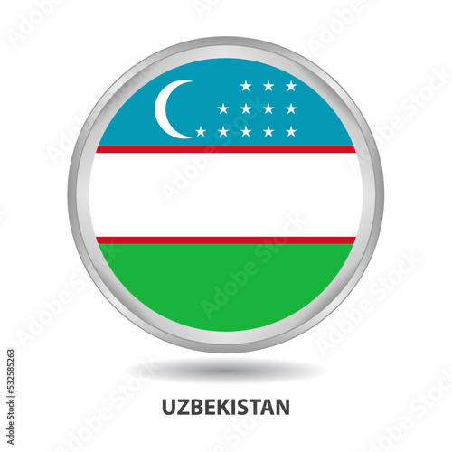 Uzbekistan round flag design is used as badge, button, icon, wall painting