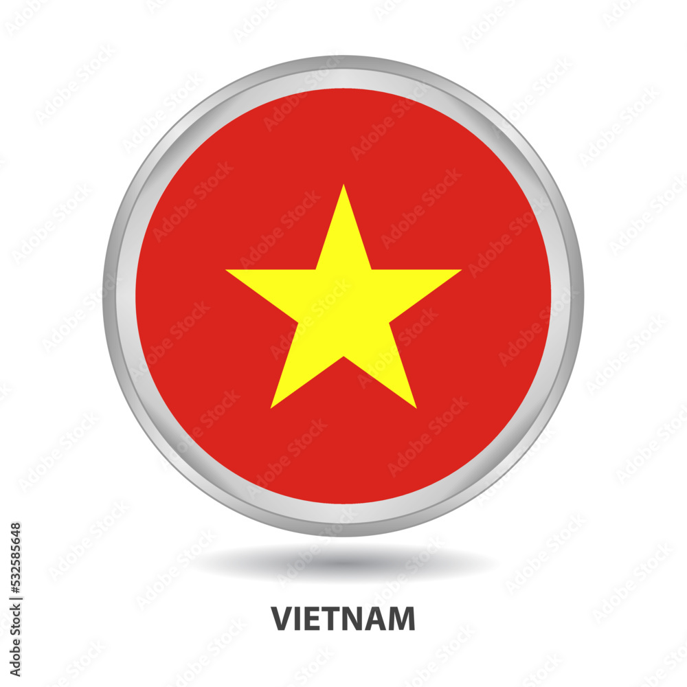 Vietnam round flag design is used as badge, button, icon, wall painting Vietnam round flag design is used as badge, button, icon, wall painting