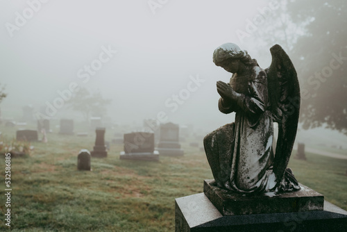 A foggy cemetery photo