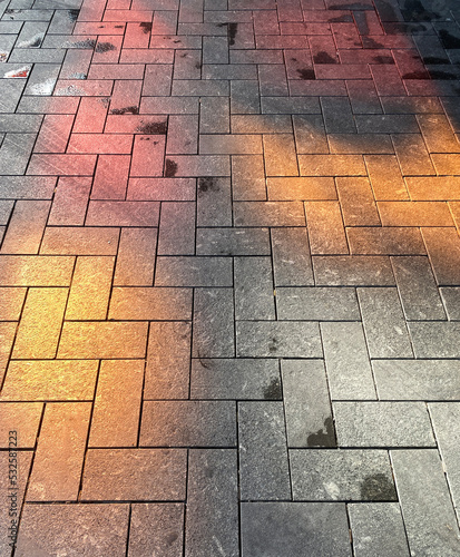 pavement with coloured spots photo