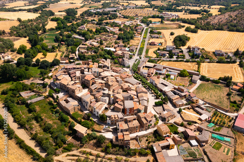 Bird's eye view of Figuerola d'Orcau, town in Isona i Conca Della, Catalonia, Spain.