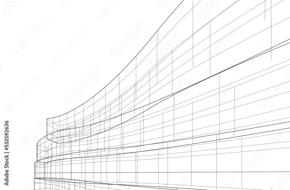 Modern architecture building vector 3d illustration Modern architecture building vector 3d illustration