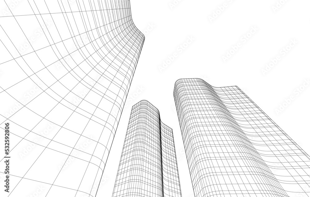 Modern architecture building vector 3d illustration Modern architecture building vector 3d illustration