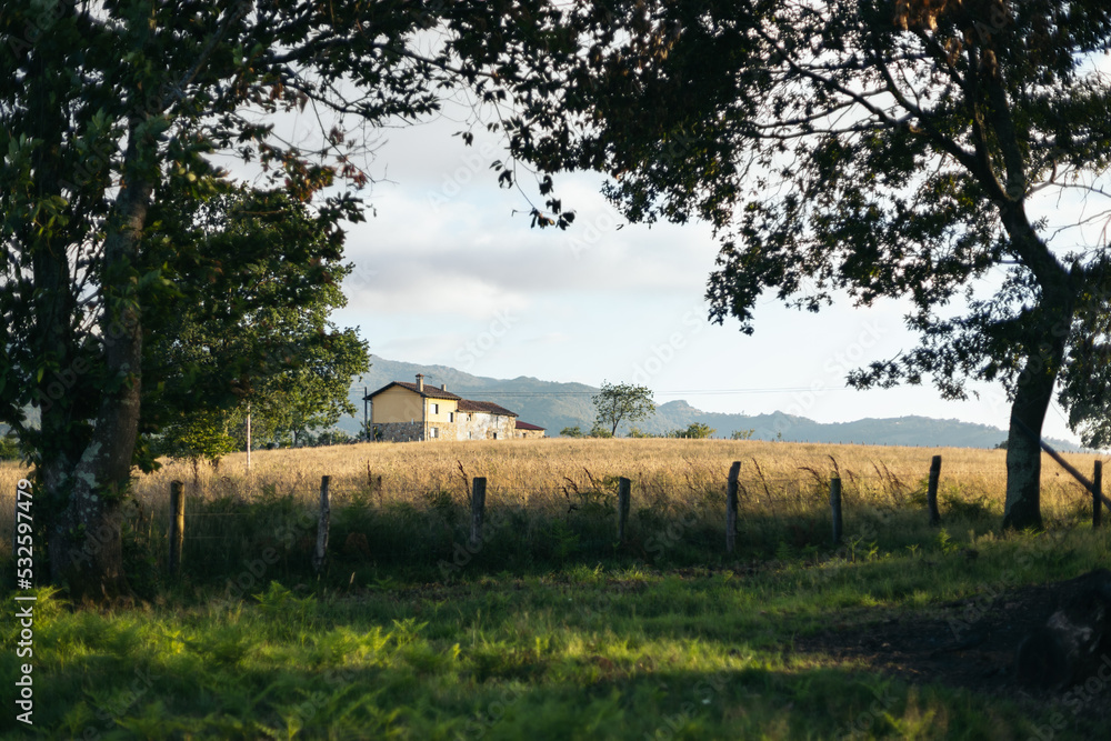 Rural landscape of a house in the mountains Rural landscape of a house in the mountains