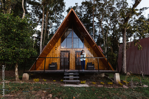 modern wood cabin photo