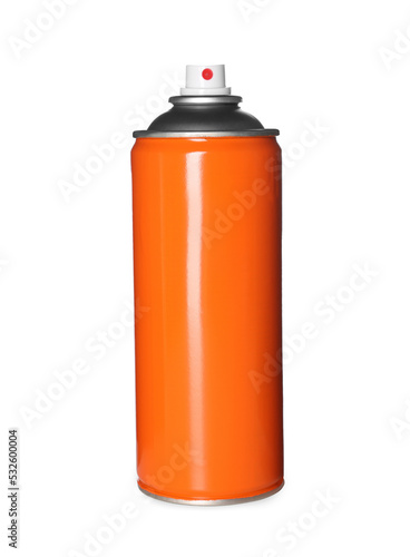 Orange can of spray paint isolated on white