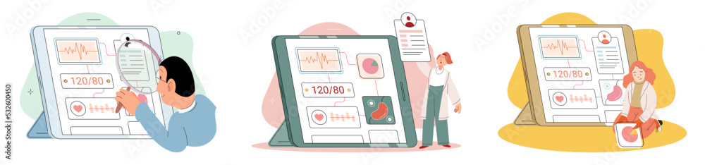 Online medical consultation and support metaphor. Online doctor. Healthcare services, Ask doctor. Tele medicine e-health service. Therapist videocalling phone screen. Diagnosis treatment of patients Online medical consultation and support metaphor. Online doctor. Healthcare services, Ask doctor. Tele medicine e-health service. Therapist videocalling phone screen. Diagnosis treatment of patients