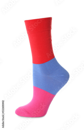 One colorful striped sock isolated on white