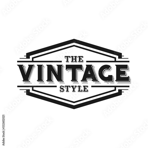 Vintage frame logo.  Antique label for tattoo studio, barber shop, brewing, salon, shop, signage, farm, restaurant, butcher etc.