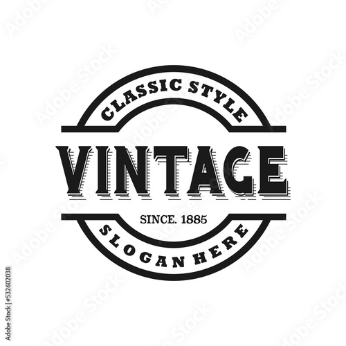 Vintage frame logo.  Antique label for tattoo studio, barber shop, brewing, salon, shop, signage, farm, restaurant, butcher etc.