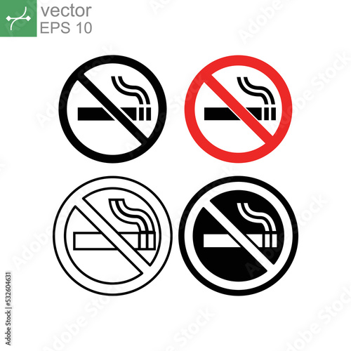 Quit smoking ban element. Stop smoke sign. World no tobacco day. Say no to cigarette. No smoking prohibit symbol, warning sign icon.Vector illustration. Design on white background. EPS 10