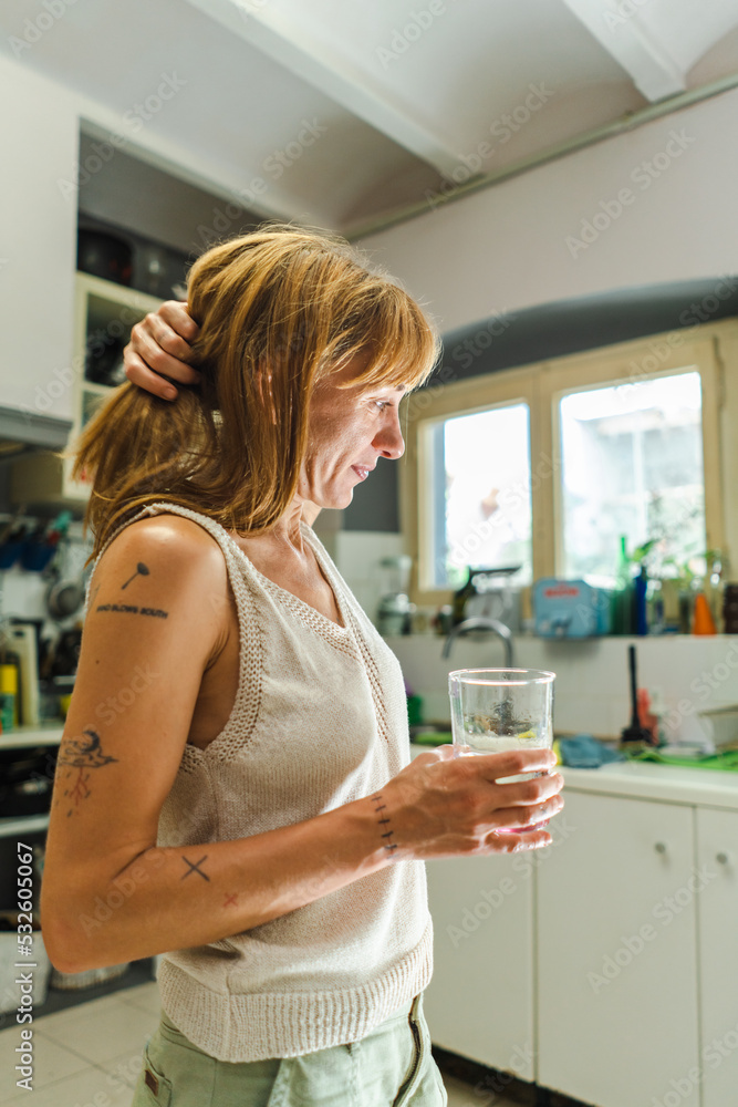 Woman with a glass of water Woman with a glass of water