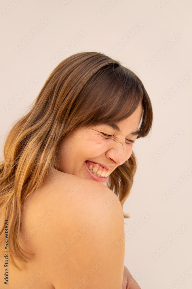 Real candid laugh portrait