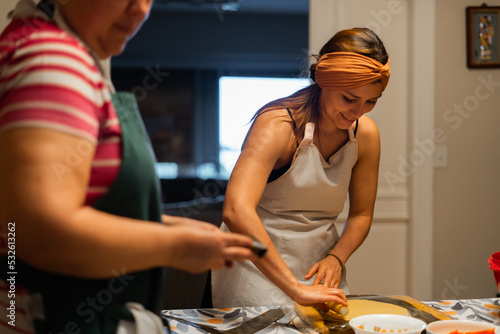 Family making latinamerican food at home photo