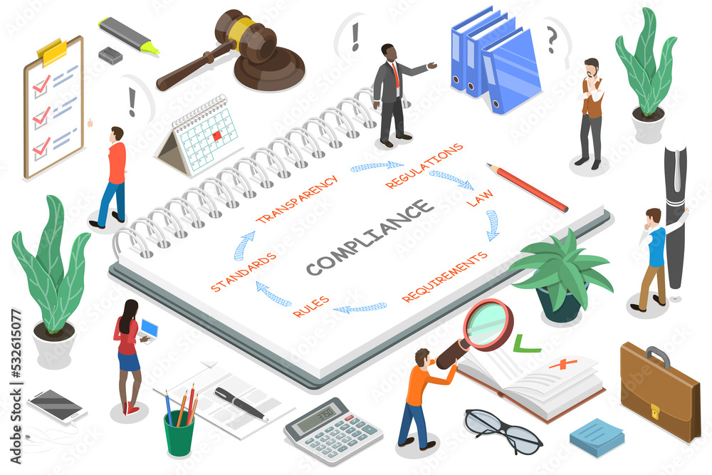 Regulatory Compliance Flat Isometric Conceptual Illustration. Regulatory Compliance Flat Isometric Conceptual Illustration.
