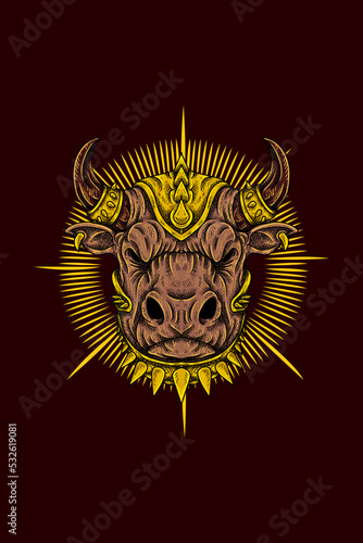 Warrior bull head vector illustration