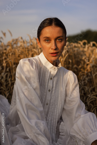 Girl in plait clothes spending time in nature 