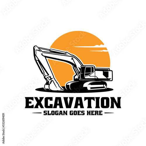 excavator heavy duty construction illustration logo vector