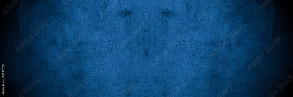 Obraz premium Old wall pattern texture cement blue dark abstract blue color design are light with black gradient background.