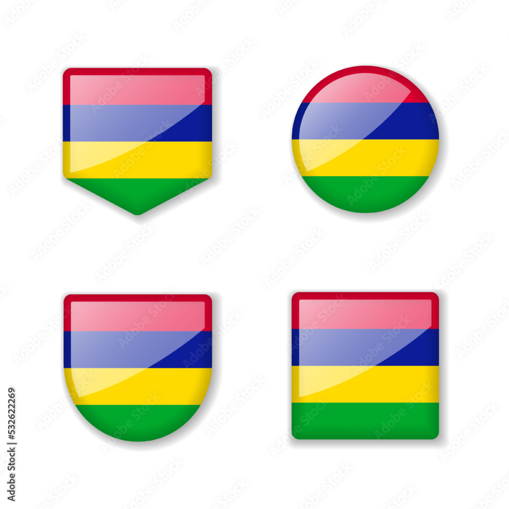 Flags of Mauritius - glossy collection. Flags of Mauritius - glossy collection.