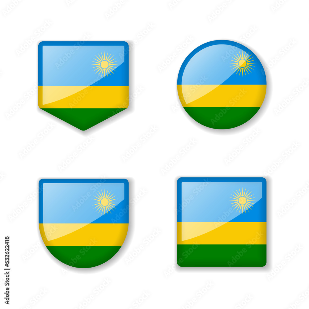 Flags of Rwanda - glossy collection. Flags of Rwanda - glossy collection.