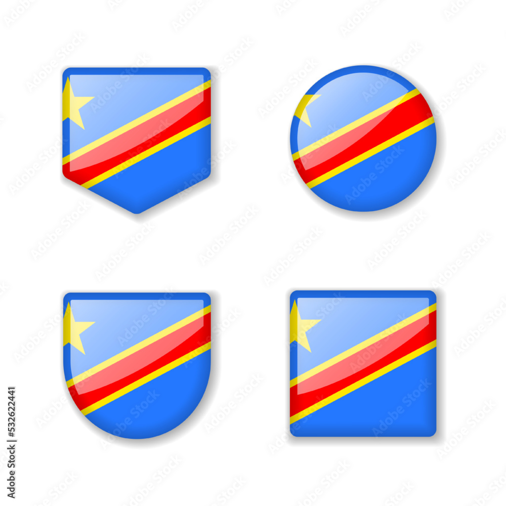 Flags of Democratic Republic of the Congo - glossy collection.