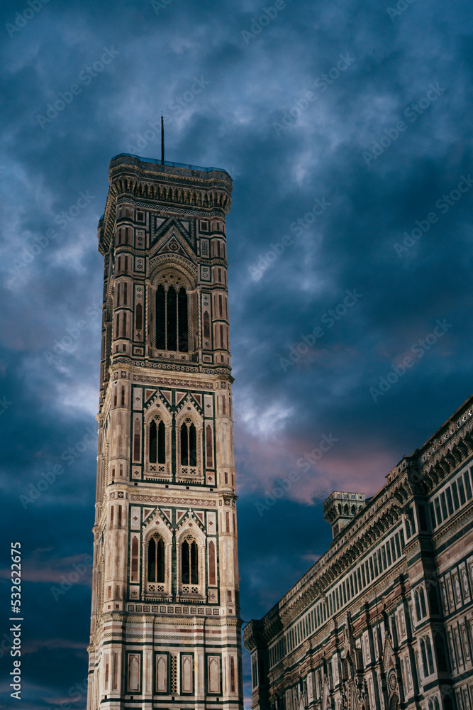 Giotto's Bell Tower in Florence lit at night Giotto's Bell Tower in Florence lit at night