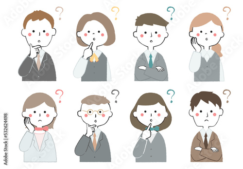 ビジネスマンとOLのアイコン　疑問　不思議　？