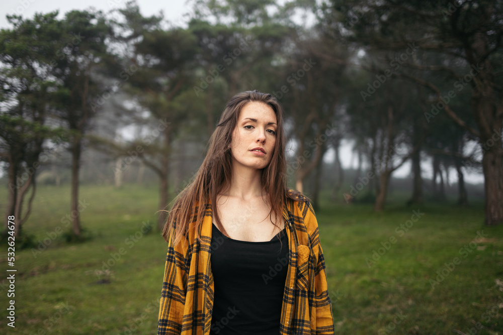Portrait of a woman in the forest Portrait of a woman in the forest
