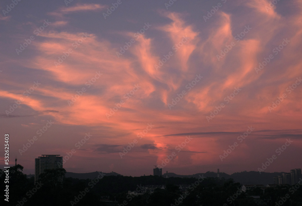 Beautiful sunset city view

