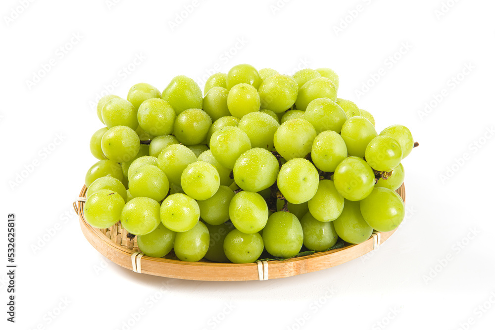 bunch of fresh green Shine Muscat grape isolated on white background bunch of fresh green Shine Muscat grape isolated on white background