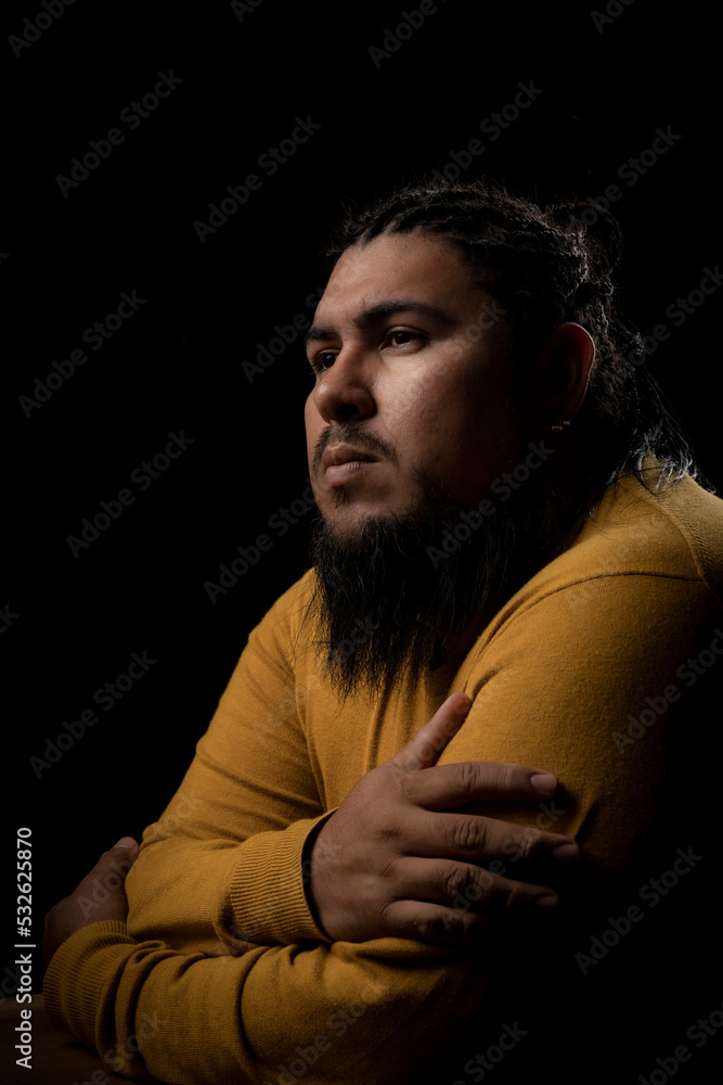 portrait of man on black background portrait of man on black background