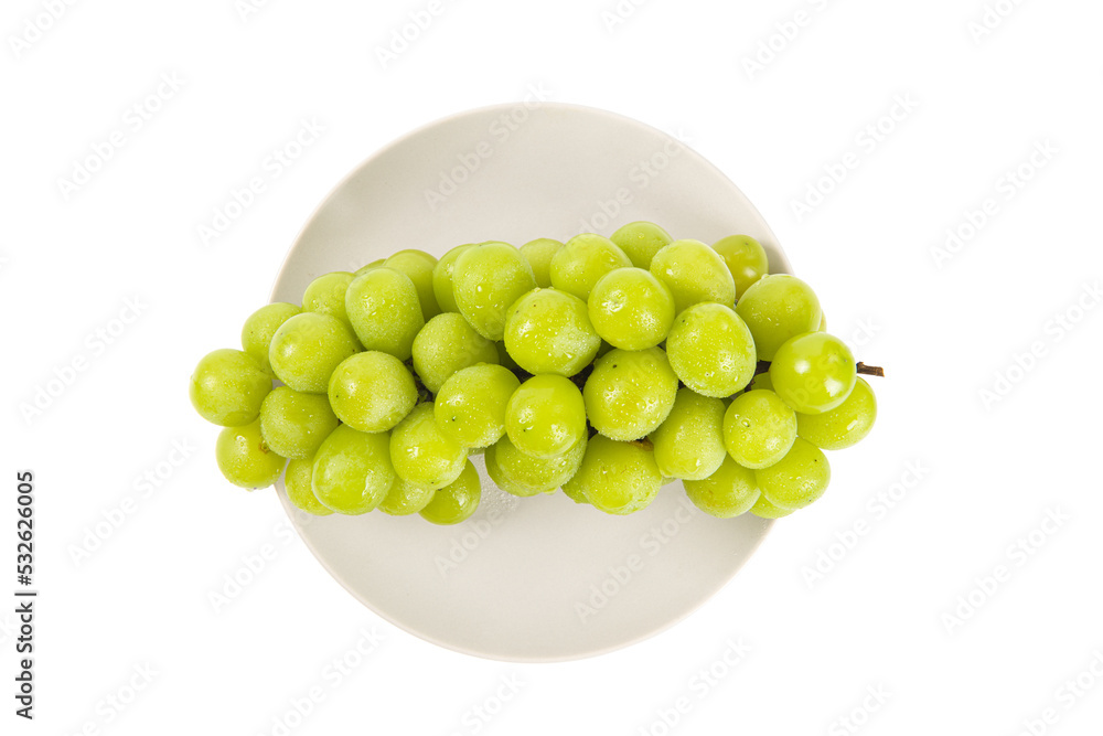 bunch of fresh green Shine Muscat grape isolated on white background bunch of fresh green Shine Muscat grape isolated on white background