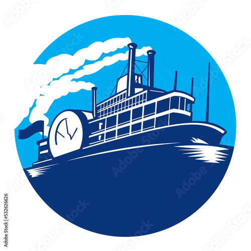 Steamboat Ferry Passenger Ship Retro