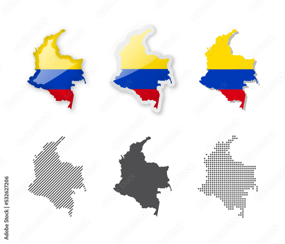 Obraz premium Colombia - Maps Collection. Six maps of different designs.