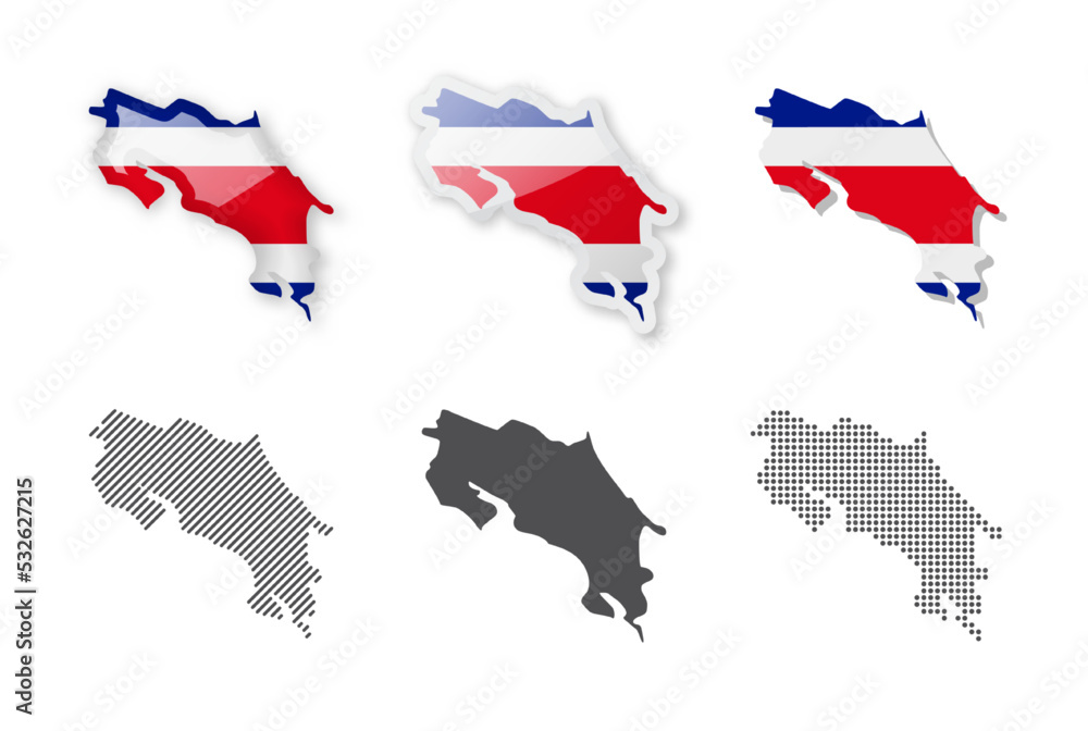 Obraz premium Costa Rica - Maps Collection. Six maps of different designs.
