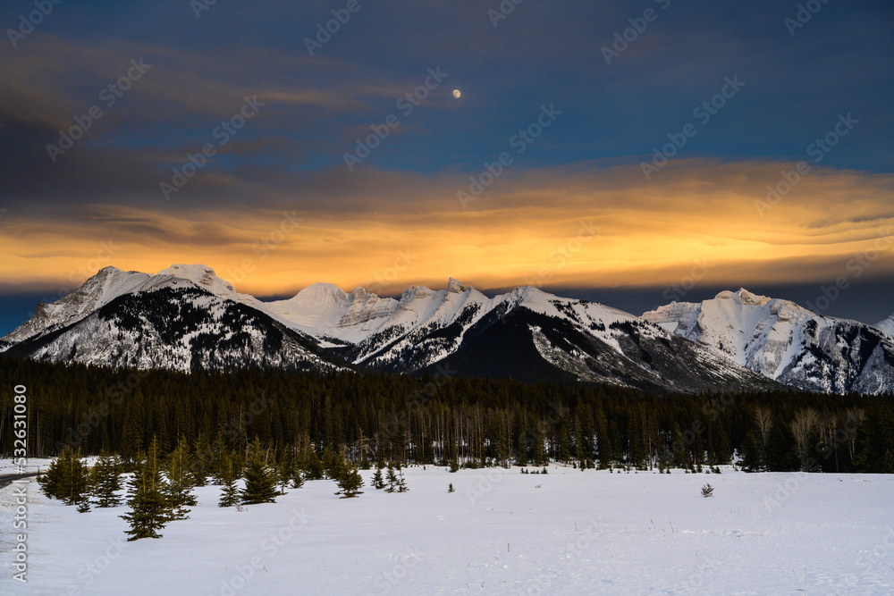 moon rise from where daylight fade away, Rockies Canada