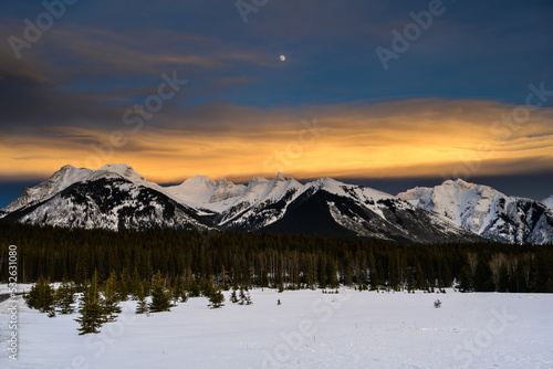 moon rise from where daylight fade away, Rockies Canada