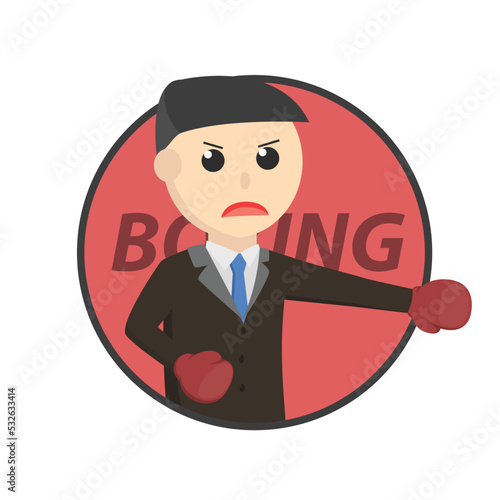 businessman boxer mascot red design