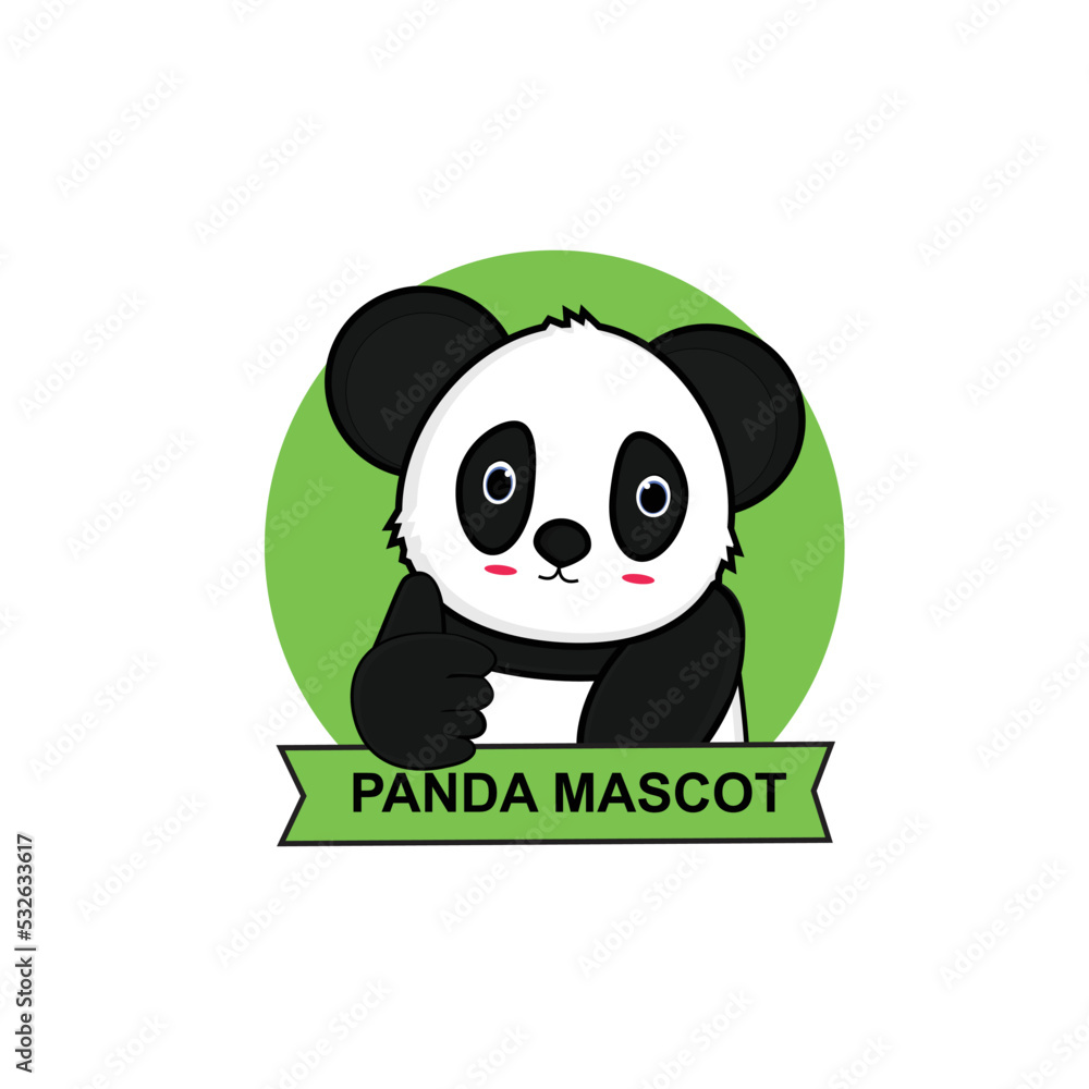 Obraz premium Vector Logo Illustration Panda Simple Mascot Style.