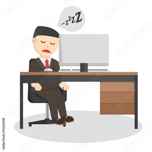 businessman feel sleepy to work overtime