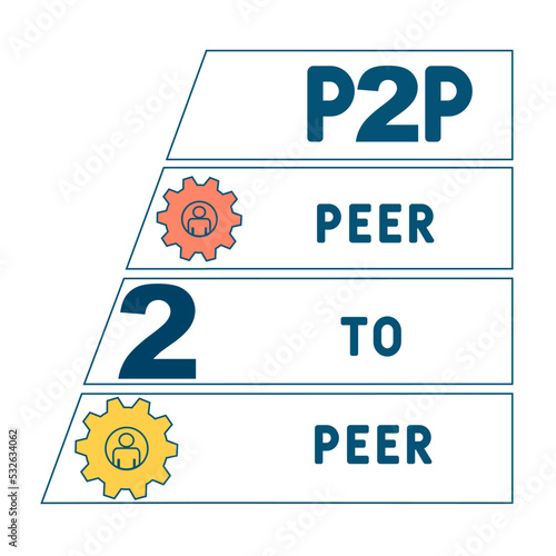 p2p peer to peer acronym. business concept background. vector illustration concept with keywords and icons. lettering illustration with icons for web banner, flyer, landing pag