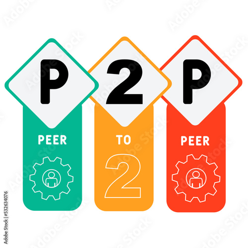 p2p peer to peer acronym. business concept background. vector illustration concept with keywords and icons. lettering illustration with icons for web banner, flyer, landing pag
