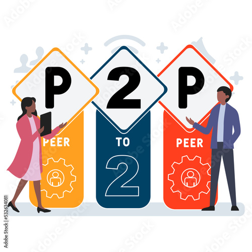 p2p peer to peer acronym. business concept background. vector illustration concept with keywords and icons. lettering illustration with icons for web banner, flyer, landing pag