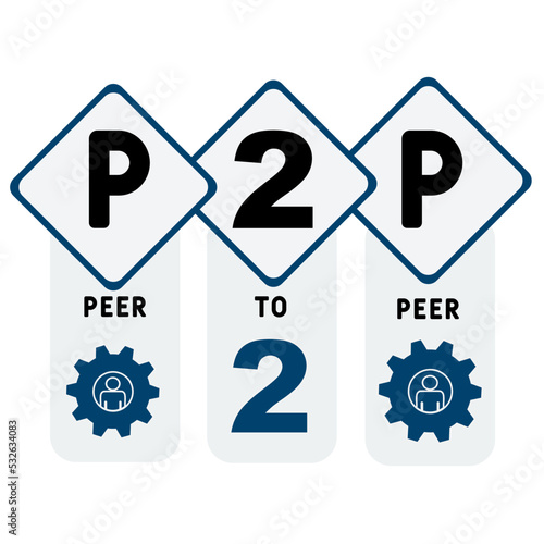 p2p peer to peer acronym. business concept background. vector illustration concept with keywords and icons. lettering illustration with icons for web banner, flyer, landing pag