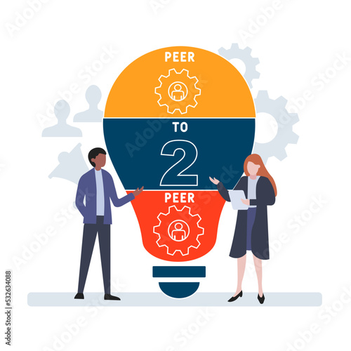 p2p peer to peer acronym. business concept background. vector illustration concept with keywords and icons. lettering illustration with icons for web banner, flyer, landing pag