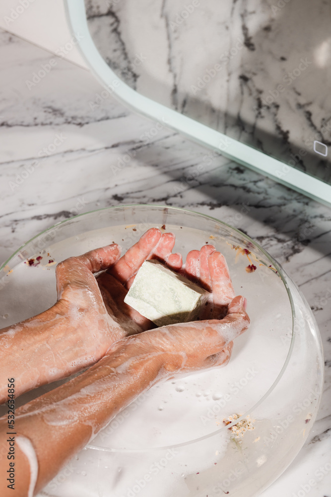 Woman Washing Hands With Foaming Soap Woman Washing Hands With Foaming Soap