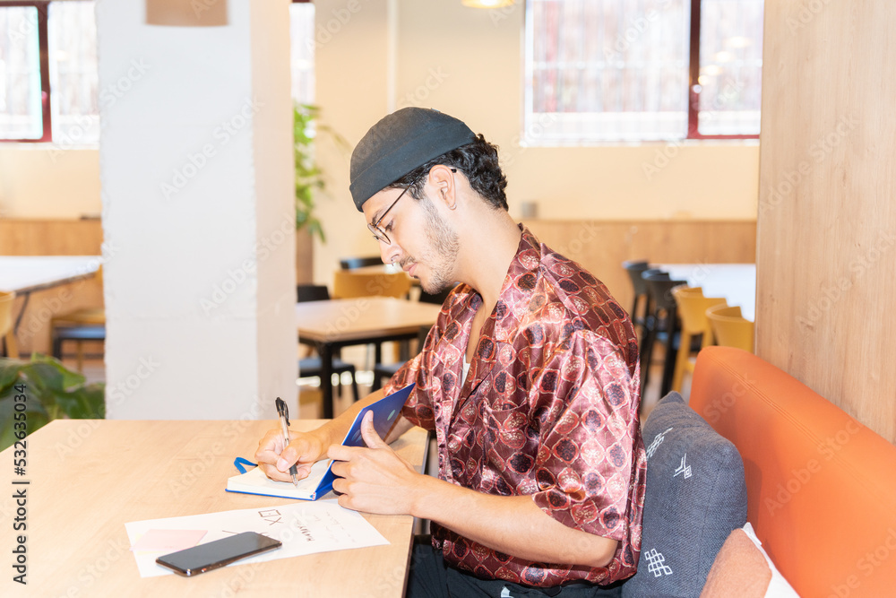 Portrait Of A Modern Man With Direct Flash UGC In A Coworking. Portrait Of A Modern Man With Direct Flash UGC In A Coworking.