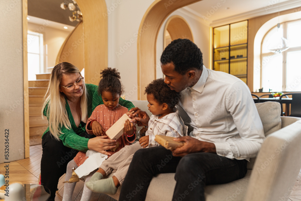 Family Opening Christmas Presents