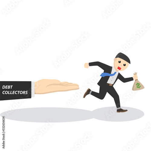 businessman run away from debt collectors